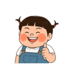 三つ編みのぽっちゃりした女の子 V.2（個別スタンプ：9）