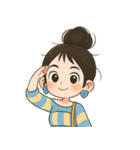 元気なお団子ヘアの女の子 V.2（個別スタンプ：1）