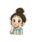 元気なお団子ヘアの女の子 V.2（個別スタンプ：3）