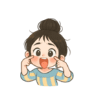 元気なお団子ヘアの女の子 V.2（個別スタンプ：4）