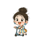 元気なお団子ヘアの女の子 V.2（個別スタンプ：5）