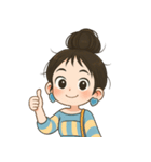 元気なお団子ヘアの女の子 V.2（個別スタンプ：9）