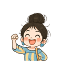 元気なお団子ヘアの女の子 V.2（個別スタンプ：10）