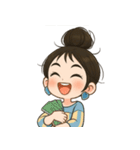 元気なお団子ヘアの女の子 V.2（個別スタンプ：13）