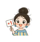 元気なお団子ヘアの女の子 V.2（個別スタンプ：15）