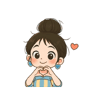 元気なお団子ヘアの女の子 V.2（個別スタンプ：18）