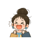 元気なお団子ヘアの女の子 V.2（個別スタンプ：21）