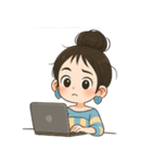 元気なお団子ヘアの女の子 V.2（個別スタンプ：28）