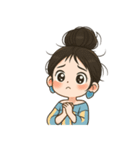 元気なお団子ヘアの女の子 V.2（個別スタンプ：30）
