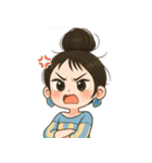 元気なお団子ヘアの女の子 V.2（個別スタンプ：38）