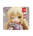 扇子で気持ちを伝える精霊みなみちゃん（個別スタンプ：1）