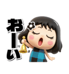 【3D】黒髪女子デカ文字笑えるスタンプ（個別スタンプ：14）