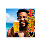 ※ビールが好きで♡酔っ払う〜黒人♡（個別スタンプ：5）