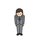 丁寧な感謝の言葉をおじぎのポーズと一緒に（個別スタンプ：1）
