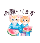 夏 でか文字 水彩ねこ 日常 毎日使える（個別スタンプ：11）