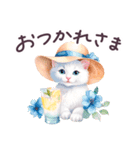 夏 でか文字 水彩ねこ 日常 毎日使える（個別スタンプ：13）