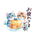 夏 でか文字 水彩ねこ 日常 毎日使える（個別スタンプ：14）