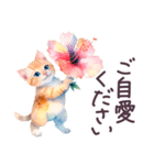夏 でか文字 水彩ねこ 日常 毎日使える（個別スタンプ：22）