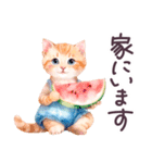 夏 でか文字 水彩ねこ 日常 毎日使える（個別スタンプ：31）