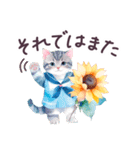 夏 でか文字 水彩ねこ 日常 毎日使える（個別スタンプ：35）