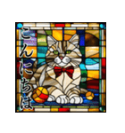 ステンドグラス風 猫スタンプ （AI）（個別スタンプ：2）