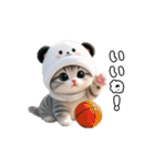 動く！パンダ帽ネコ 可愛い思いやり（個別スタンプ：1）