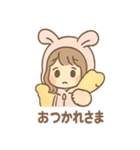 もこもこパジャマうさぎガール（個別スタンプ：14）