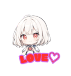 ハートハンドサインの女の子（個別スタンプ：2）