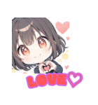 ハートハンドサインの女の子（個別スタンプ：5）