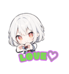 ハートハンドサインの女の子（個別スタンプ：8）