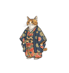 大正レトロ着物猫／アレンジ用（個別スタンプ：1）