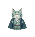 大正レトロ着物猫／アレンジ用（個別スタンプ：14）