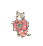 大正レトロ着物猫／アレンジ用（個別スタンプ：36）