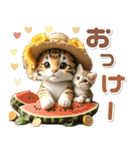 夏 猛暑 酷暑♡トラとネコ（個別スタンプ：3）