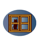 窓からカエルスタンプ（個別スタンプ：1）