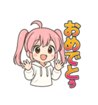 可愛いピンク髪ツインテール女子スタンプ2（個別スタンプ：16）