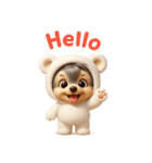白クマの着ぐるみ3Dヨークシャテリア（個別スタンプ：3）
