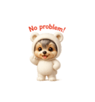 白クマの着ぐるみ3Dヨークシャテリア（個別スタンプ：37）