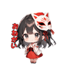 神秘的？狐面巫女さんスタンプ（個別スタンプ：12）