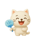 [アレンジ用]白猫 夏休み（個別スタンプ：8）