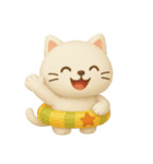 [アレンジ用]白猫 夏休み（個別スタンプ：10）