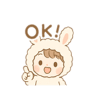 うさぎの着ぐるみ女の子 日本語（個別スタンプ：8）