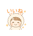 うさぎの着ぐるみ女の子 日本語（個別スタンプ：9）