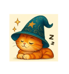 魔法の帽子をかぶった猫（個別スタンプ：8）