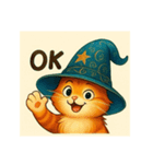 魔法の帽子をかぶった猫（個別スタンプ：9）