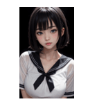 暗いセーラー服の女の子（個別スタンプ：1）