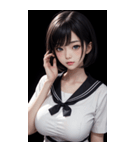 暗いセーラー服の女の子（個別スタンプ：2）