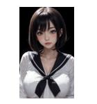暗いセーラー服の女の子（個別スタンプ：4）