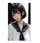 暗いセーラー服の女の子（個別スタンプ：5）