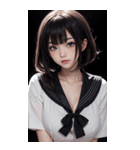 暗いセーラー服の女の子（個別スタンプ：10）